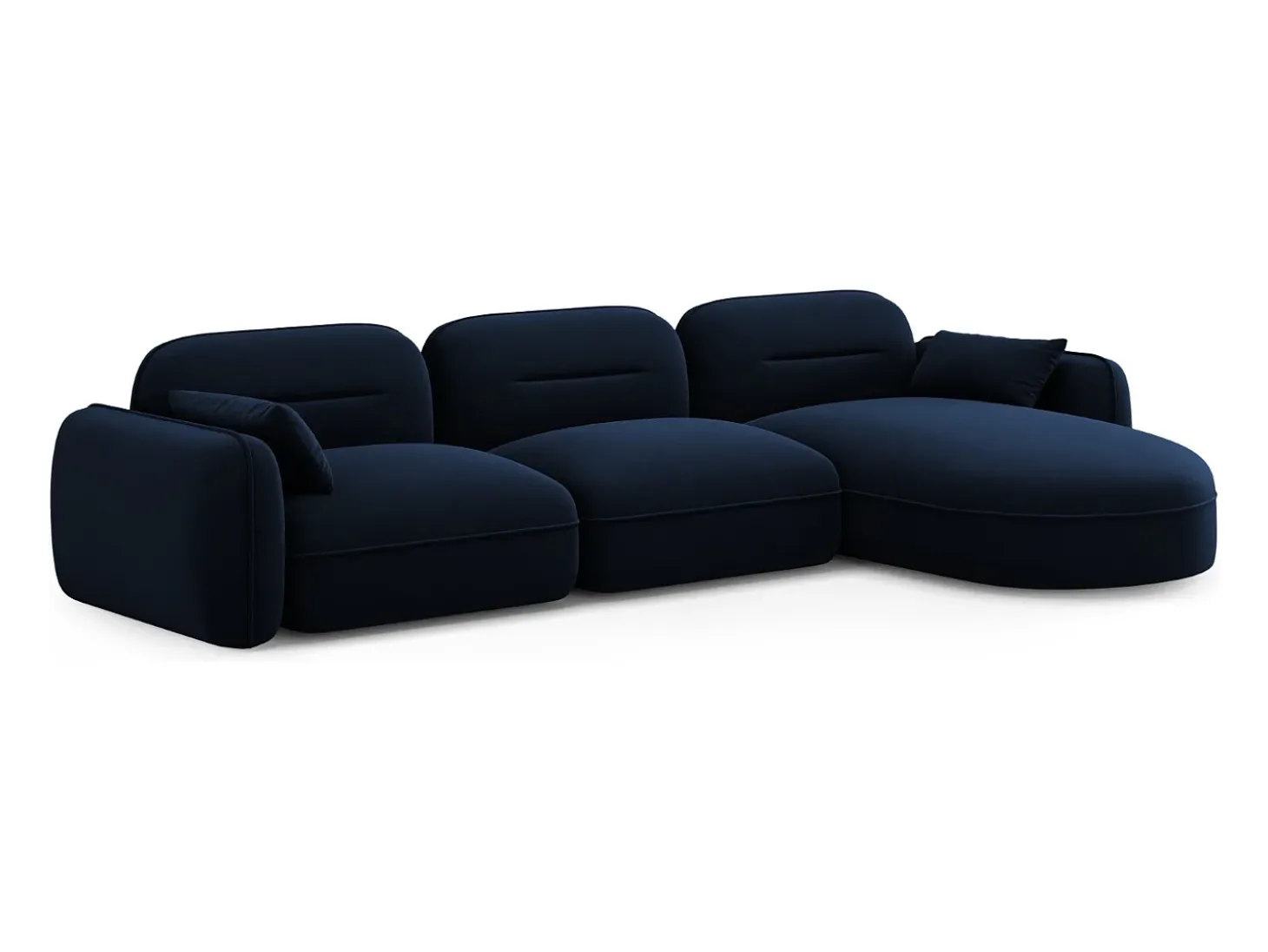 Cosmopolitan Design - Sofá modular de canto direito "Sydney" 4 lugares em veludo azul real - 320x165x70cm