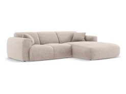 Cosmopolitan Design - Sofá de canto direito "Nolio" 4 lugares em tecido chenille bege - 260x170x72cm