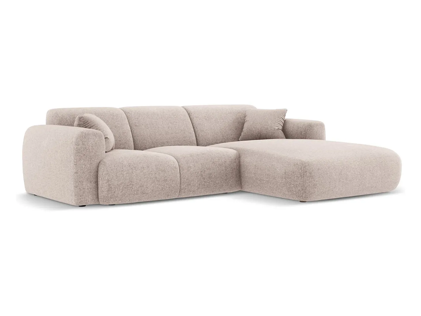 Cosmopolitan Design - Sofá de canto direito "Nolio" 4 lugares em tecido chenille bege - 260x170x72cm