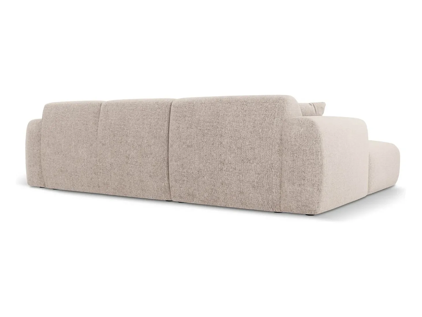 Cosmopolitan Design - Sofá de canto direito "Nolio" 4 lugares em tecido chenille bege - 260x170x72cm