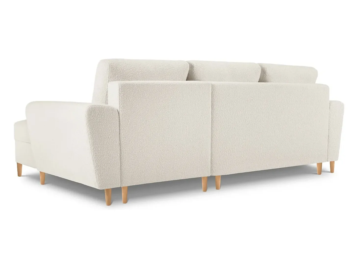 Cosmopolitan Design - Sofá convertível de canto direito com caixa de arrumação "Kyoto" 4 lugares em tecido bouclé bege - 241x145x88cm