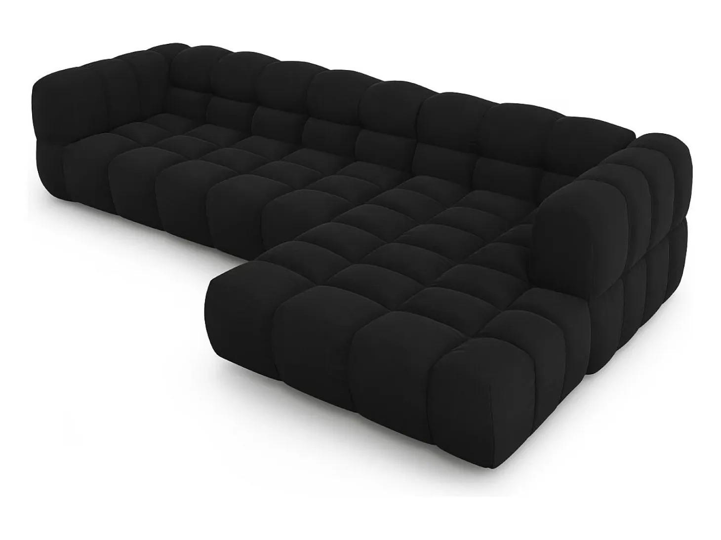 Cosmopolitan Design - Sofá modular de canto direito "Sky" 4 lugares em veludo preto - 300x162x75cm