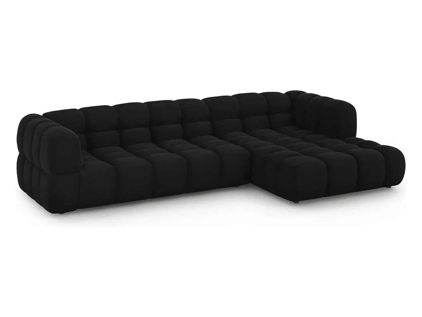 Cosmopolitan Design - Sofá modular de canto direito "Sky" 4 lugares em veludo preto - 300x162x75cm