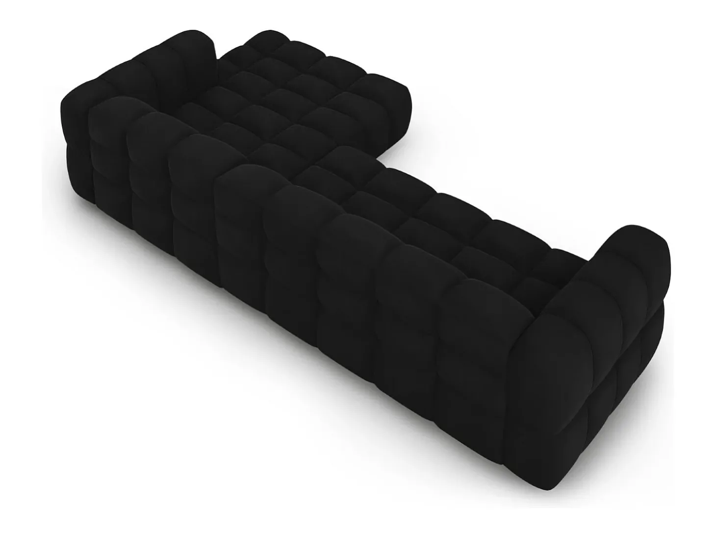 Cosmopolitan Design - Sofá modular de canto direito "Sky" 4 lugares em veludo preto - 300x162x75cm