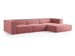 Cosmopolitan Design - Sofá de canto direito "Arendal" 4 lugares em veludo salmão - 284x166x70cm