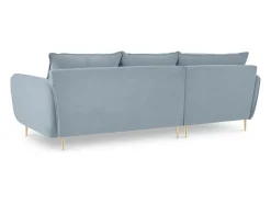 Cosmopolitan Design - Sofá de canto esquerdo "Vienna" 5 lugares em veludo azul claro - 255x170x95cm