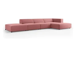 Cosmopolitan Design - Sofá de canto direito "Arendal" 5 lugares em veludo salmão - 341x166x70cm