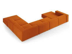 Cosmopolitan Design - Sofá de canto direito panorâmico "Arendal" 7 lugares em veludo terracota - 364x262x70cm