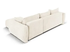 Cosmopolitan Design - Sofá convertível de canto direito com caixa de arrumação "Matera" 4 lugares em tecido chenille bege claro - 253x173x86cm