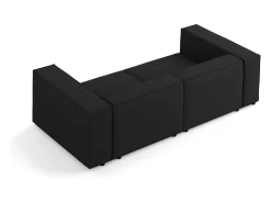 Cosmopolitan Design - Sofá "Arendal" 3 lugares em tecido chenille com efeito canelado preto - 204x102x70cm