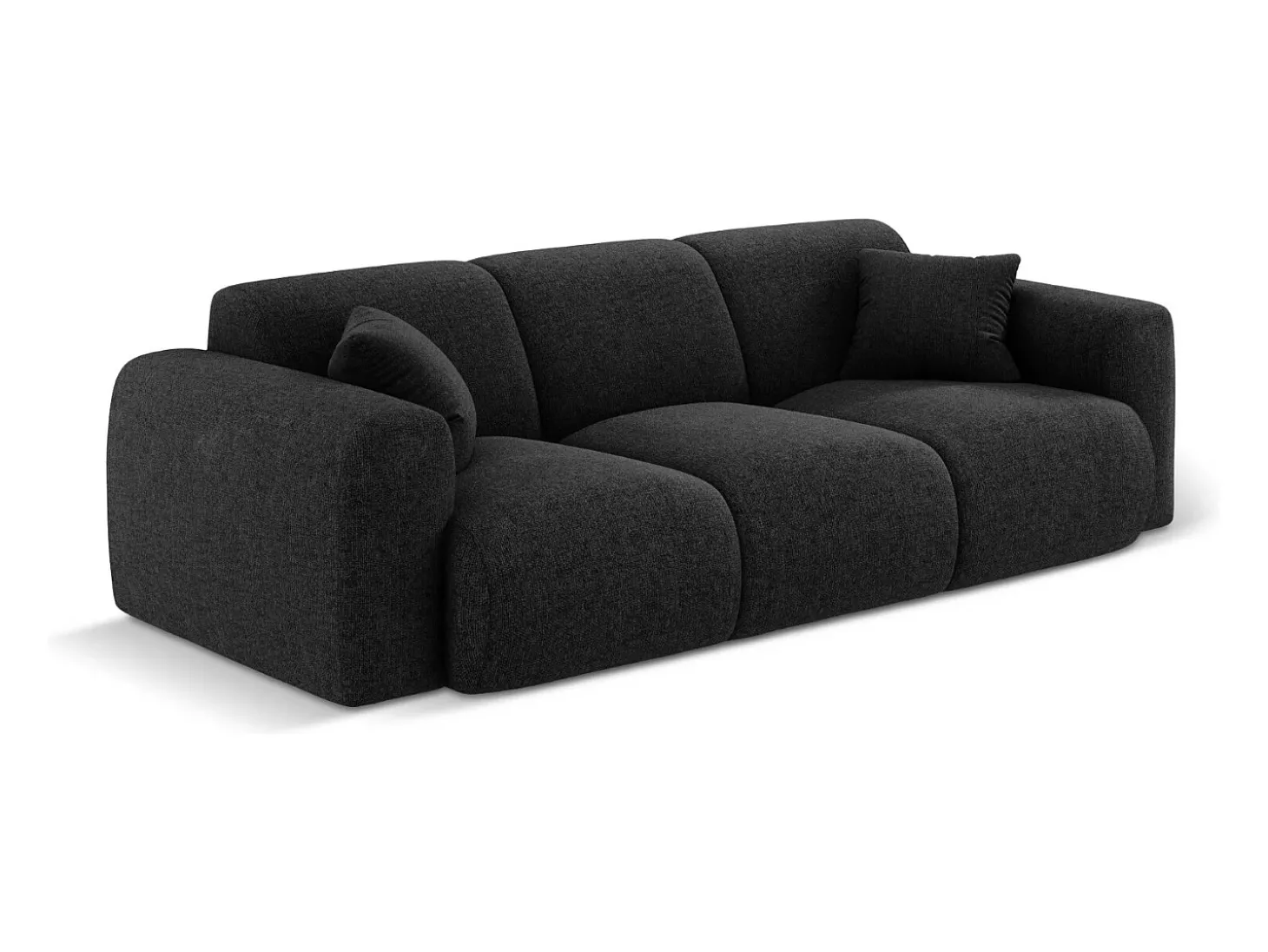 Cosmopolitan Design - Sofá "Nolio" 3 lugares em tecido chenille preto - 235x95x72cm