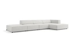 Cosmopolitan Design - Sofá de canto direito "Arendal" 5 lugares em tecido chenille cinza claro - 341x166x70cm