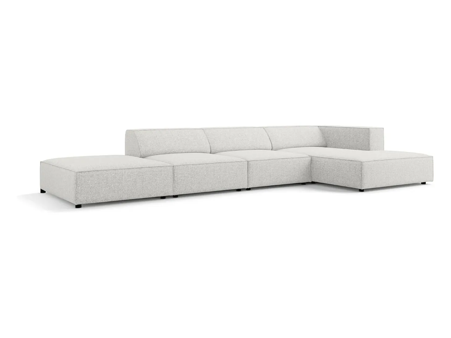 Cosmopolitan Design - Sofá de canto direito "Arendal" 5 lugares em tecido chenille cinza claro - 341x166x70cm