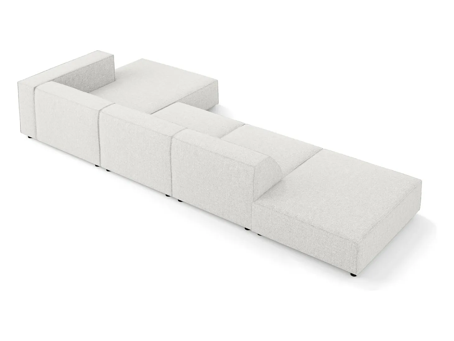 Cosmopolitan Design - Sofá de canto direito "Arendal" 5 lugares em tecido chenille cinza claro - 341x166x70cm