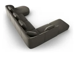 Cosmopolitan Design - Sofá de canto panorâmico à esquerda "Tulum" 6 lugares em tecido chenille cinza - 330x255x70cm