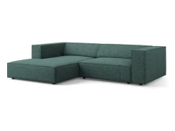 Cosmopolitan Design - Sofá de canto esquerdo "Arendal" 3 lugares em tecido chenille petróleo - 224x166x70cm