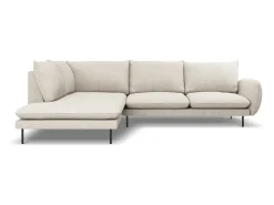 Cosmopolitan Design - Sofá de canto esquerdo "Vienna" 6 lugares em tecido estrutural bege claro - 275x185x95cm