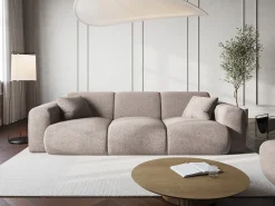 Cosmopolitan Design - Sofá "Nolio" 3 lugares em tecido chenille bege - 235x95x72cm