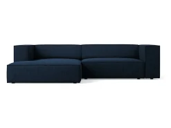 Cosmopolitan Design - Sofá de canto esquerdo "Arendal" 3 lugares em tecido chenille com efeito canelado azul real - 224x166x70cm