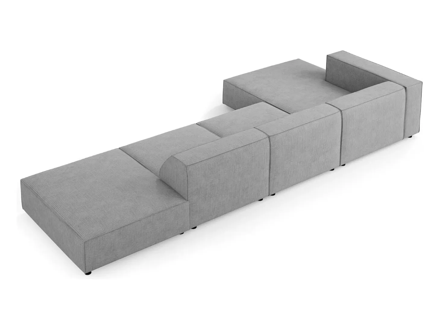 Cosmopolitan Design - Sofá de canto esquerdo "Arendal" 5 lugares em tecido chenille com efeito canelado cinza escuro - 341x166x70cm