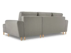 Cosmopolitan Design - Sofá convertível de canto direito com caixa de arrumação "Kyoto" 4 lugares em tecido bouclé cinza - 241x145x88cm