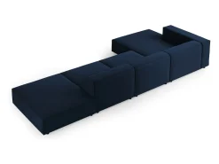 Cosmopolitan Design - Sofá de canto esquerdo "Arendal" 5 lugares em veludo azul real - 341x166x70cm