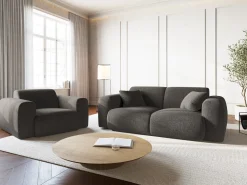 Cosmopolitan Design - Sofá "Nolio" 2 lugares em tecido chenille cinza - 170x95x72cm