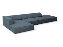 Cosmopolitan Design - Sofá de canto esquerdo "Arendal" 5 lugares em tecido chenille azul real - 341x166x70cm