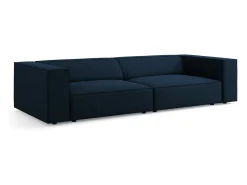 Cosmopolitan Design - Sofá "Arendal" 4 lugares em tecido chenille com efeito canelado azul real - 244x102x70cm