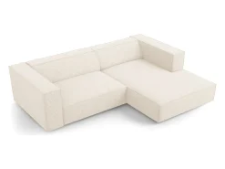 Cosmopolitan Design - Sofá de canto direito "Arendal" 3 lugares em tecido chenille bege claro - 224x166x70cm