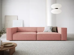 Cosmopolitan Design - Sofá "Arendal" 4 lugares em tecido chenille rosa - 244x102x70cm