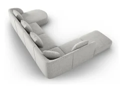 Cosmopolitan Design - Sofá de canto panorâmico à esquerda "Tulum" 6 lugares em tecido chenille cinza claro - 330x255x70cm