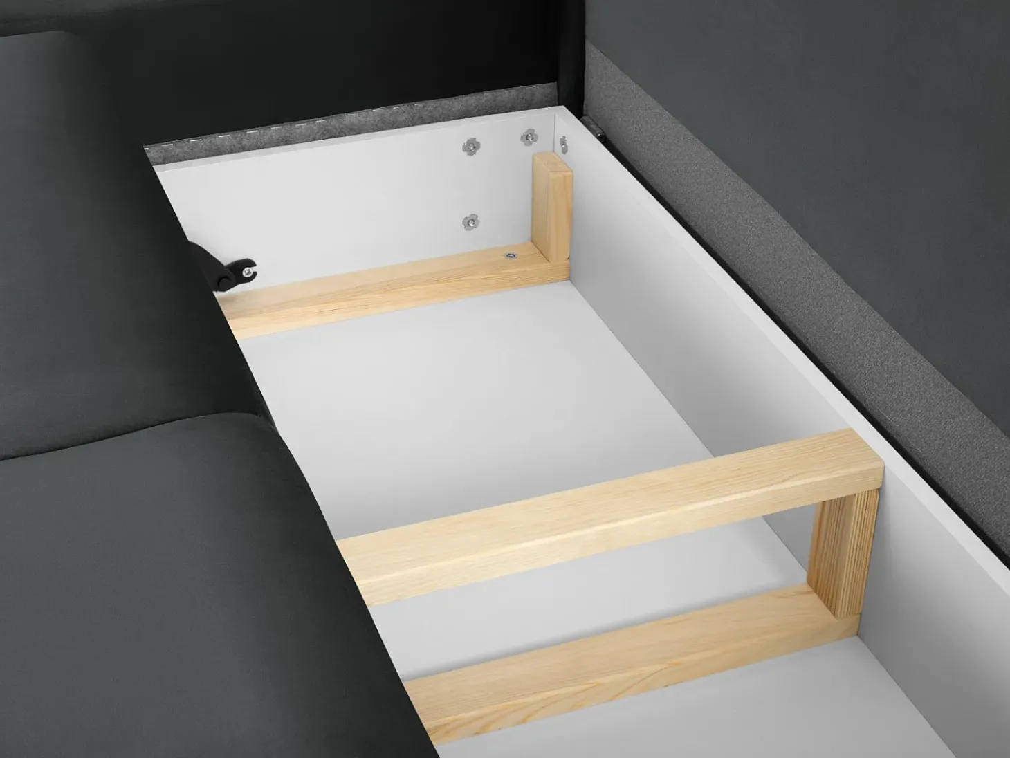 Cosmopolitan Design - Sofá convertível de canto esquerdo com caixa de arrumação "Kyoto" 5 lugares em veludo cinza escuro - 243x194x88cm