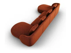Cosmopolitan Design - Sofá panorâmico "Tulum" 5 lugares em tecido chenille terracota - 330x156x70cm
