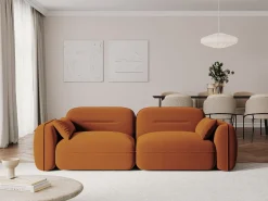 Cosmopolitan Design - Sofá modular "Sydney" 3 lugares em veludo terracota - 230x90x70cm