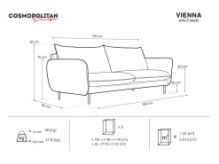 Cosmopolitan Design - Sofá "Vienna" 2 lugares em tecido estrutural bege - 160x92x95cm