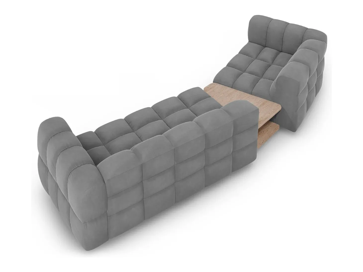 Cosmopolitan Design - Sofá modular virado para a esquerda "Sky" 3 lugares em veludo cinza claro - 353x148x75cm