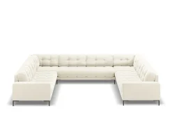 Cosmopolitan Design - Sofá panorâmico "Bali" 9 lugares em veludo bege claro - 327x256x75cm