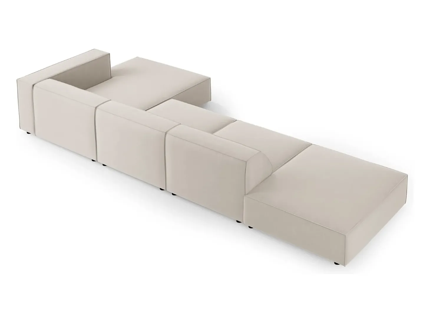 Cosmopolitan Design - Sofá de canto direito "Arendal" 5 lugares em veludo cru - 341x166x70cm