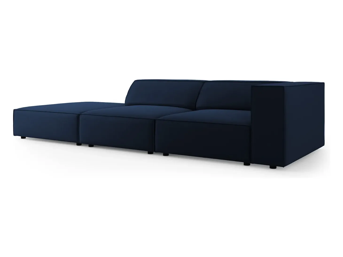 Cosmopolitan Design - Sofá esquerdo "Arendal" 4 lugares em veludo azul real - 262x102x70cm