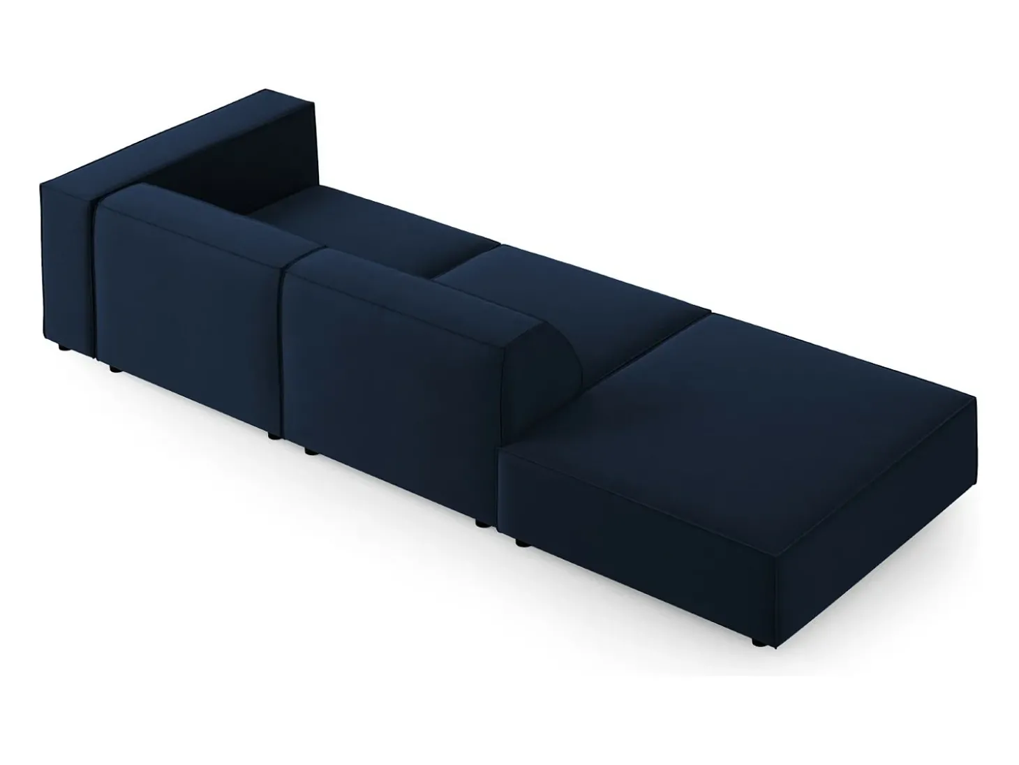 Cosmopolitan Design - Sofá esquerdo "Arendal" 4 lugares em veludo azul real - 262x102x70cm