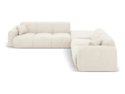 Cosmopolitan Design - Sofá de canto direito "Nolio" 4 lugares em tecido chenille bege claro - 315x250x72cm