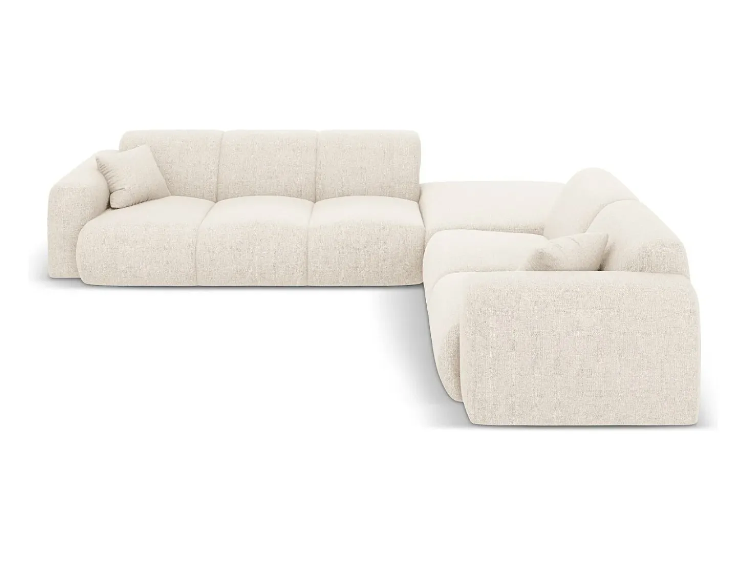 Cosmopolitan Design - Sofá de canto direito "Nolio" 4 lugares em tecido chenille bege claro - 315x250x72cm