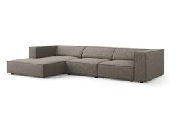 Cosmopolitan Design - Sofá de canto esquerdo "Arendal" 4 lugares em tecido chenille cinza - 284x166x70cm