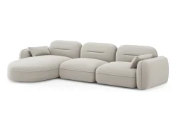 Cosmopolitan Design - Sofá modular de canto esquerdo "Sydney" 4 lugares em veludo bege claro - 320x165x70cm