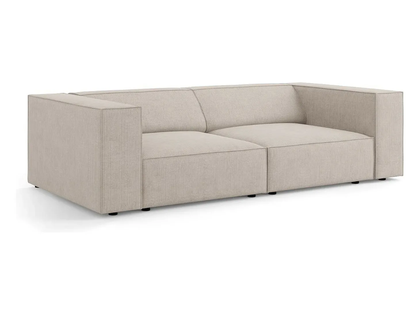 Cosmopolitan Design - Sofá "Arendal" 3 lugares em tecido chenille com efeito canelado bege escuro - 204x102x70cm