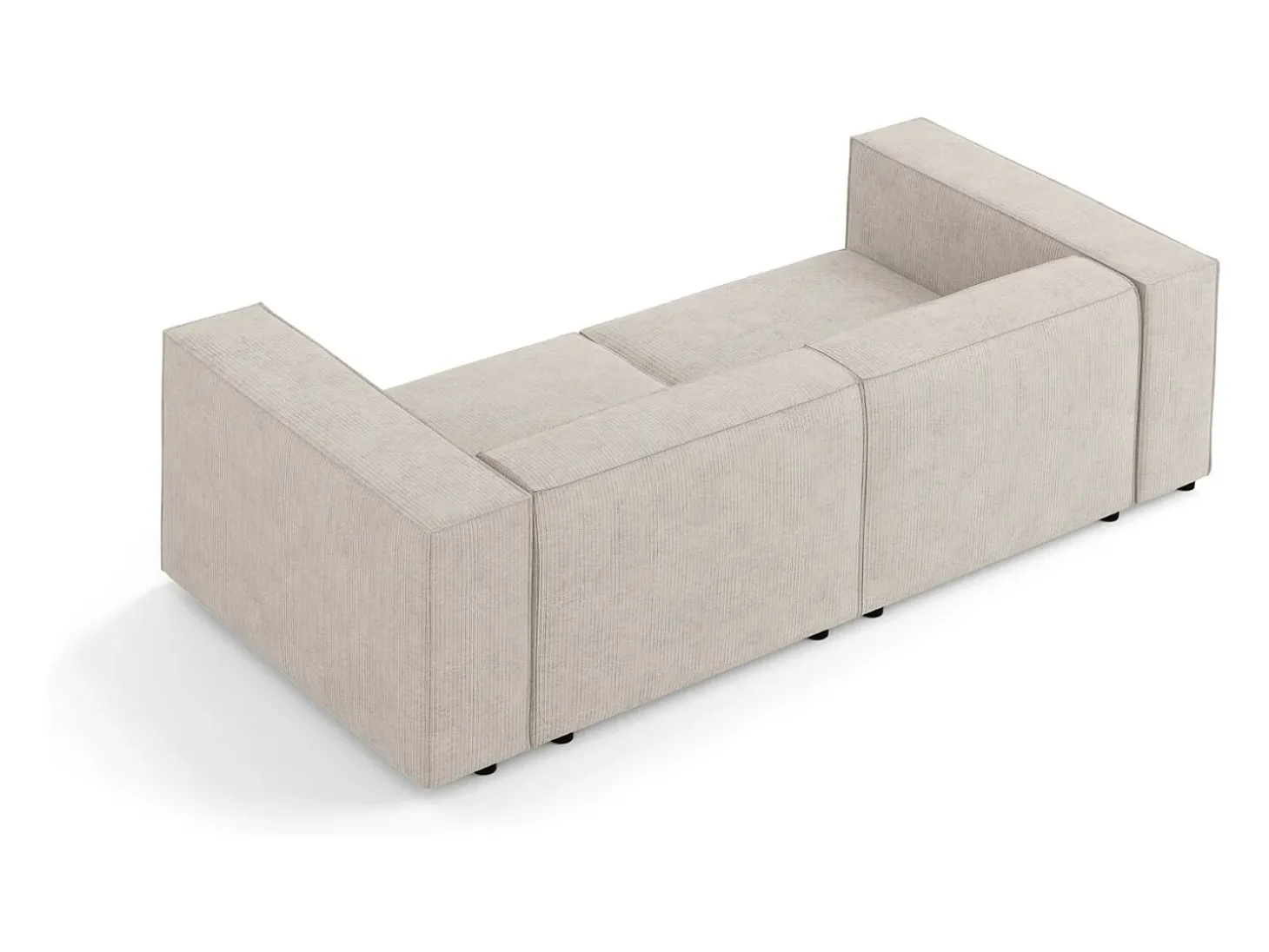 Cosmopolitan Design - Sofá "Arendal" 3 lugares em tecido chenille com efeito canelado bege escuro - 204x102x70cm