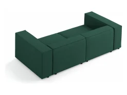 Cosmopolitan Design - Sofá "Arendal" 3 lugares em tecido chenille com efeito canelado verde garrafa - 204x102x70cm
