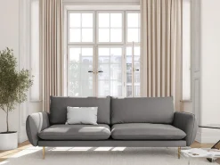 Cosmopolitan Design - Sofá "Vienna" 4 lugares em veludo cinza claro - 230x92x95cm