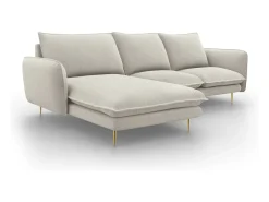 Cosmopolitan Design - Sofá de canto esquerdo "Vienna" 5 lugares em tecido estrutural bege claro - 255x170x95cm